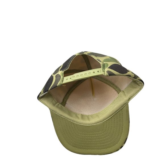 Vintage Nissin Green/Camo Davey's Landscaping Snapback Logo Baseball Cap - Picture 5 of 6
